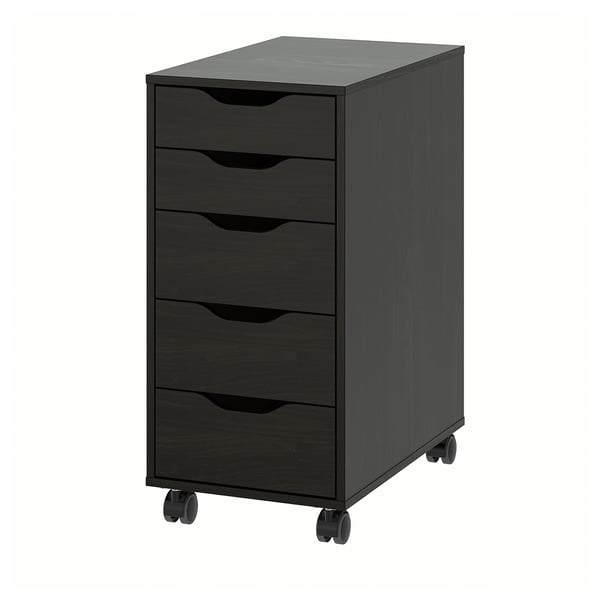 ALEX drawer unit on castors, black-brown, 36x76 cm