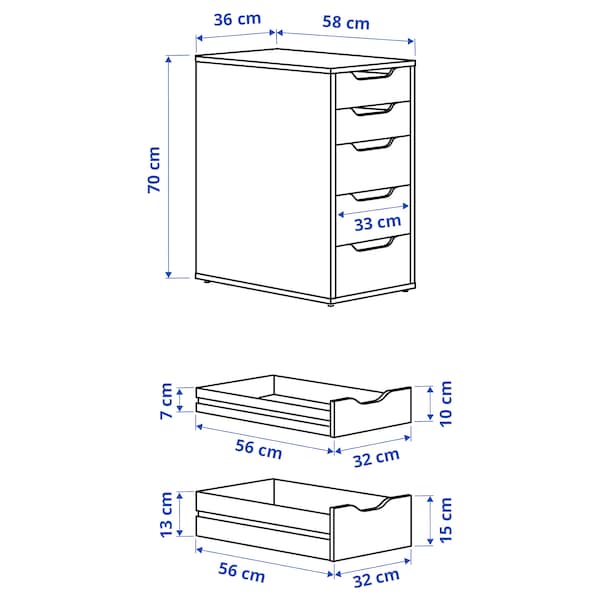 ALEX drawer unit, dark grey, 36x70 cm