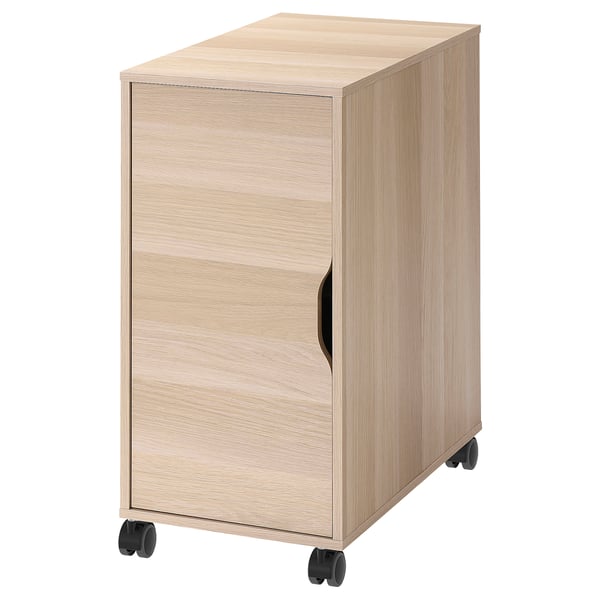 ALEX storage unit on castors, white stained oak effect/black, 36x76 cm
