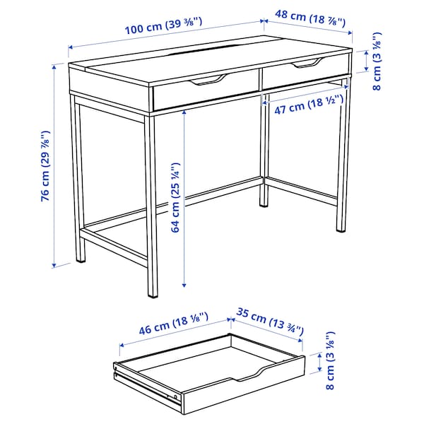 Ikea ALEX - Desk, white, 100x48 cm