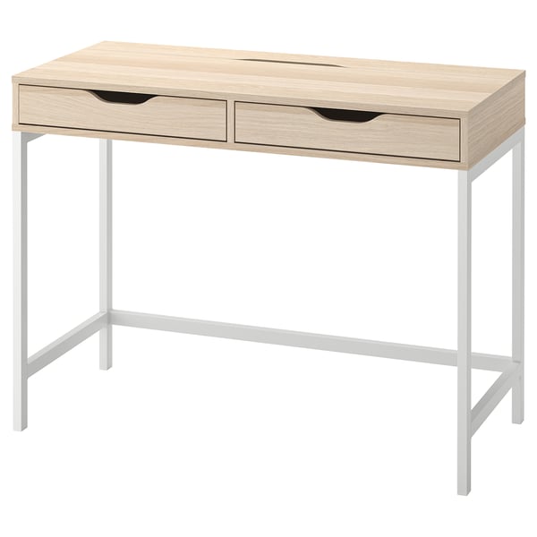 ALEX desk, white stained/oak effect, 100x48 cm