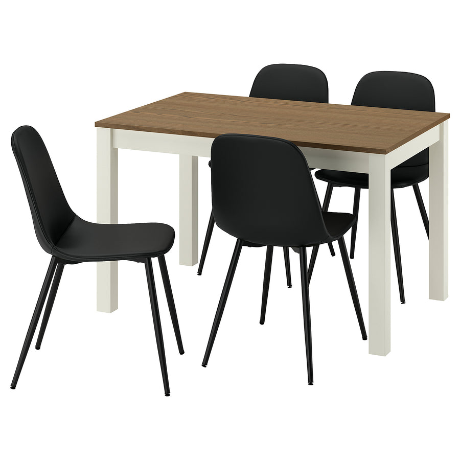 ÅLHULT / NORDMANSSKÄR table and 4 chairs, beige/brown/Bomstad black black, 120x80 cm