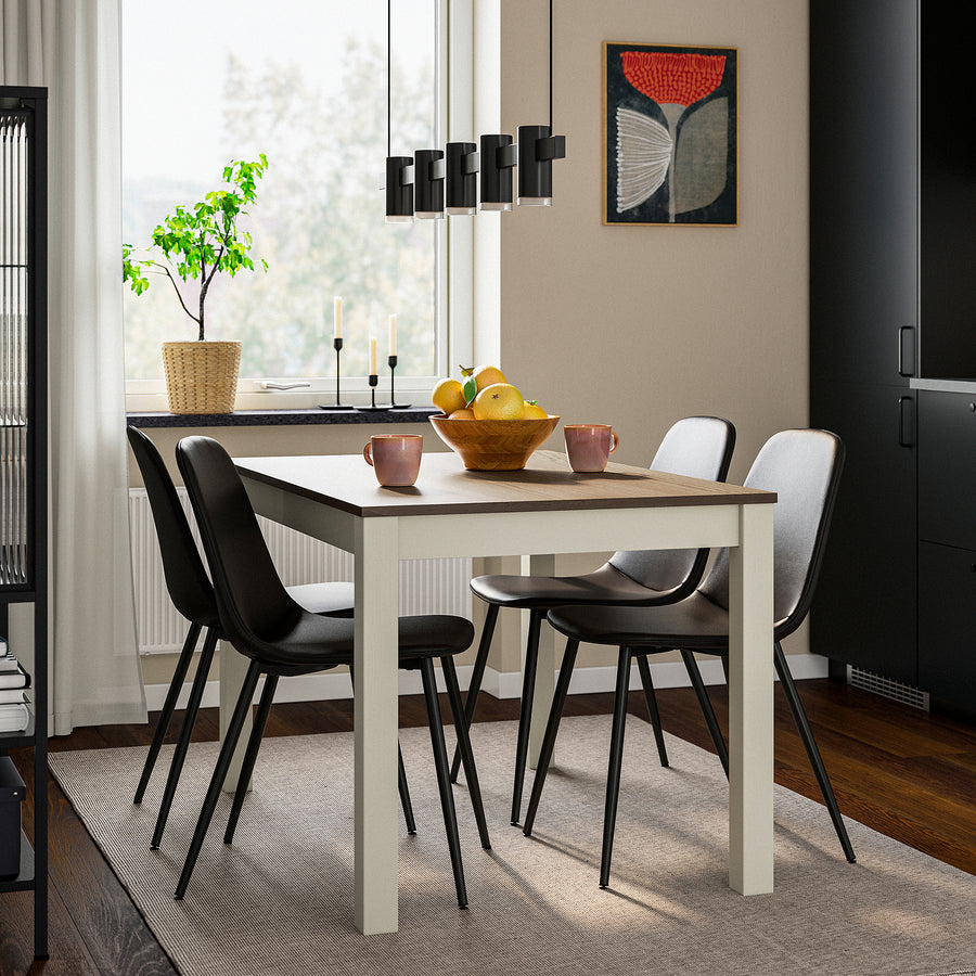 ÅLHULT / NORDMANSSKÄR table and 4 chairs, beige/brown/Bomstad black black, 120x80 cm
