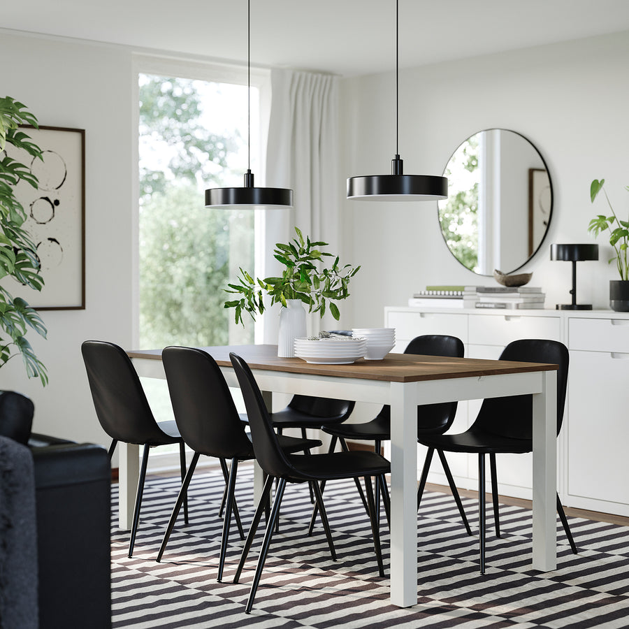 ÅLHULT / NORDMANSSKÄR table and 6 chairs, beige/brown/Bomstad black black, 170/220x80 cm
