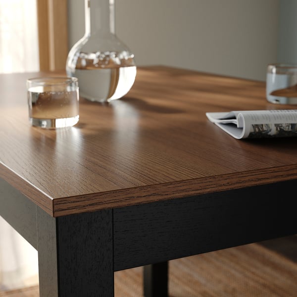 ÅLHULT / ODGER table and 4 chairs, black/brown/anthracite, 120x80 cm