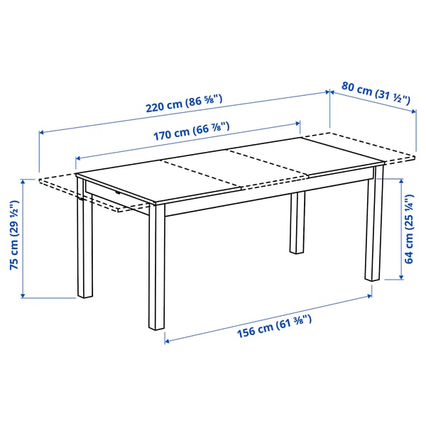 ÅLHULT extendable table, black/brown, 170/220x80 cm