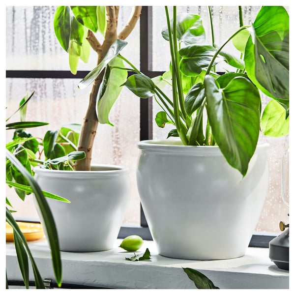 AMBRARÖNN plant pot, in/outdoor/white, 19 cm