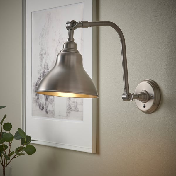 ANKARSPEL wall lamp, wired-in installation, pewter effect, 12 cm