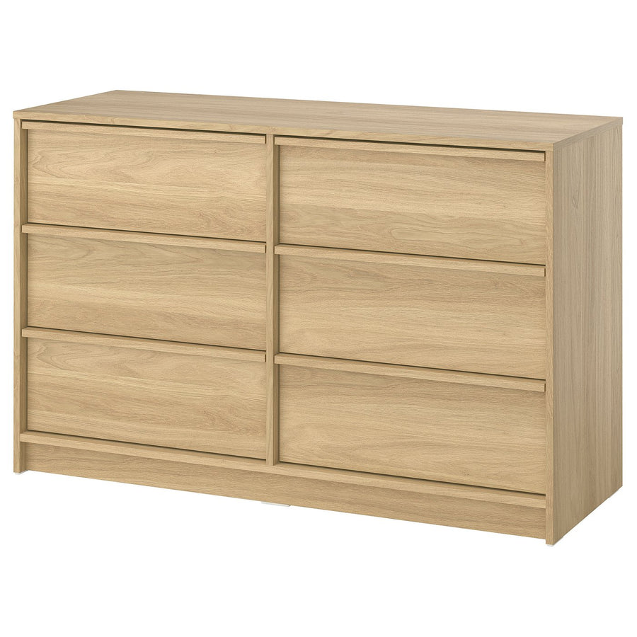 ANKARUDDEN chest of 6 drawers, with 2 inner drawers/oak effect, 139x48x87 cm