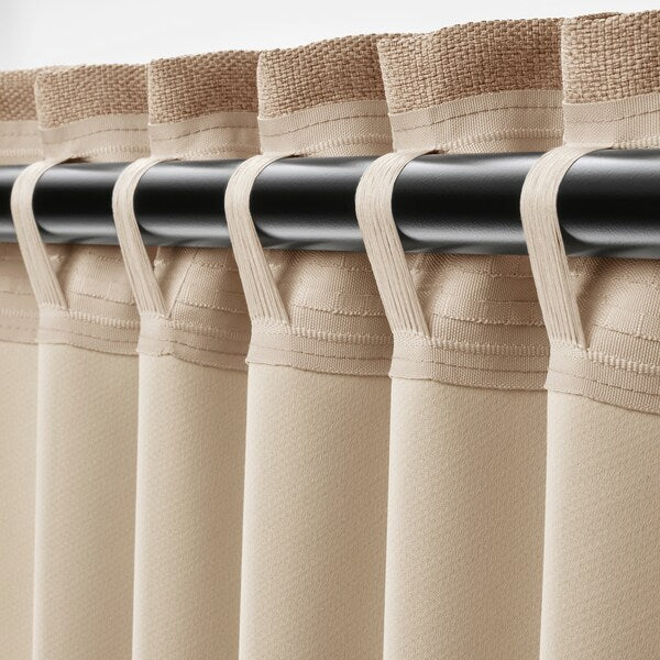 ANNAKAJSA room darkening curtains, 1 pair, beige/with heading tape, 145x300 cm