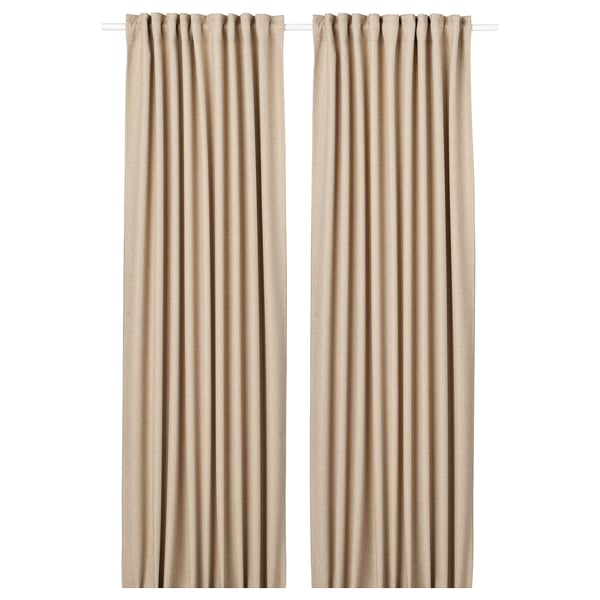 ANNAKAJSA room darkening curtains, 1 pair, beige/with heading tape, 145x300 cm