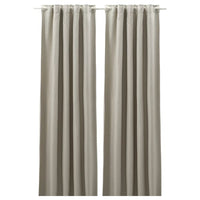 ANNAKAJSA room darkening curtains, 1 pair, light grey/with heading tape, 145x300 cm