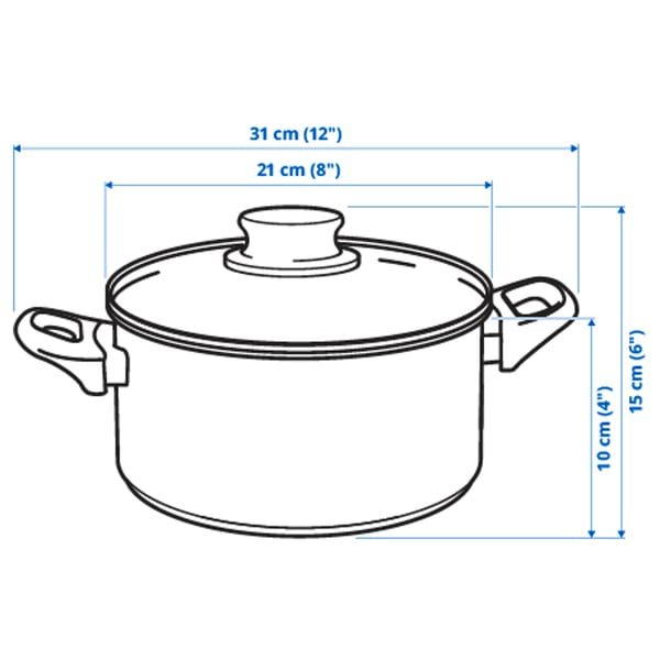 ANNONS pot with lid, glass/stainless steel, 2.8 l