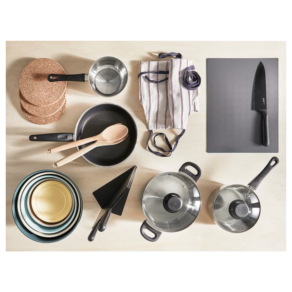 ANNONS 5-piece cookware set, glass/stainless steel