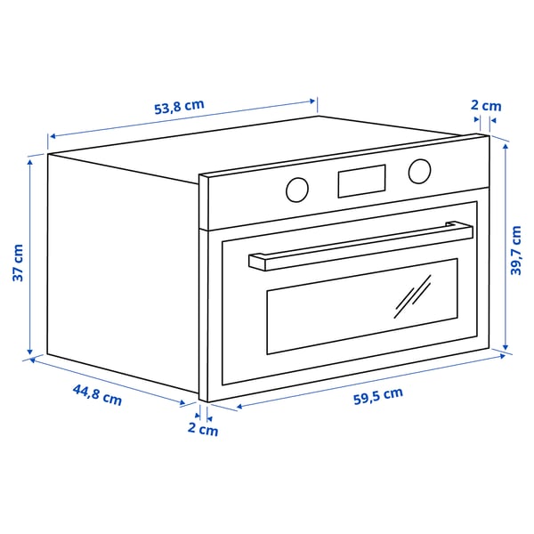 ANRÄTTA microwave oven, Width: 59.5 cmDepth: 46.8 cmHeight: 39.7 cmCapacity: 31 lElectric cord length: 130.0 cmWeight: 26.30 kgMaximum microwave power: 1000 W