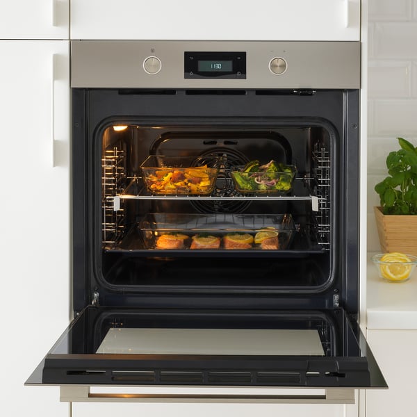 ANRÄTTA forced air oven, IKEA 500 stainless steel, 90.0x59.5 cm