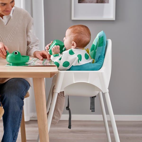ANTILOP highchair with safety belt, white/white, 25x90x60 cm