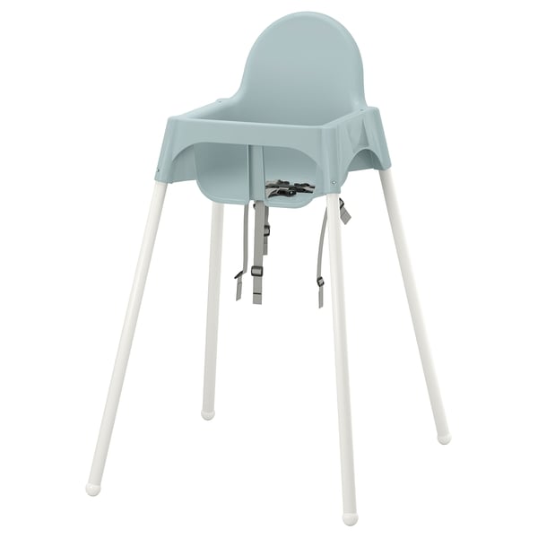 ANTILOP highchair with safety belt, grey-blue/white, 25x90x60 cm