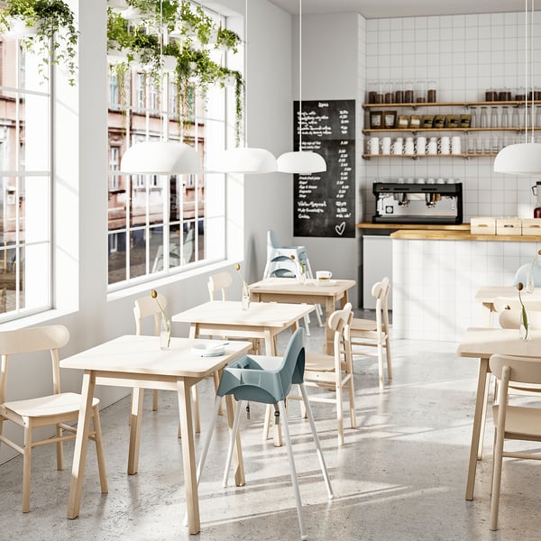 ANTILOP highchair with safety belt, grey-blue/white, 25x90x60 cm