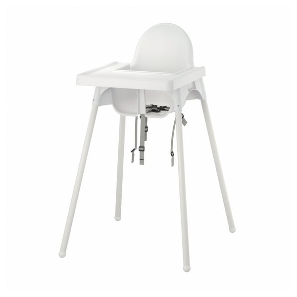 ANTILOP highchair with tray, white/white, 25x90x60 cm