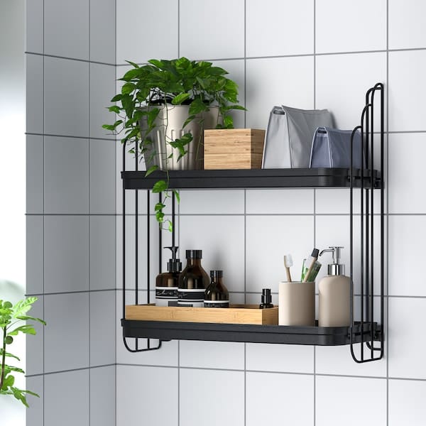 Ikea APOTEKARE - Wall shelf, black, 50x52 cm