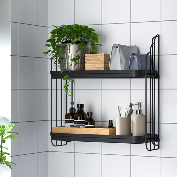 APOTEKARE wall shelf, black, 50x52 cm