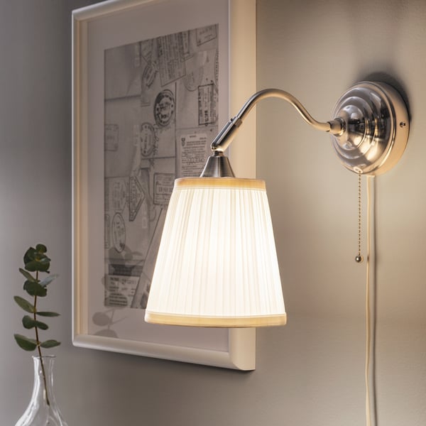 ÅRSTID wall lamp, nickel-plated/white, 16 cm
