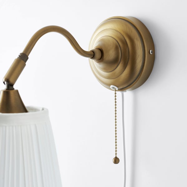 ÅRSTID wall lamp, brass/white, 16 cm