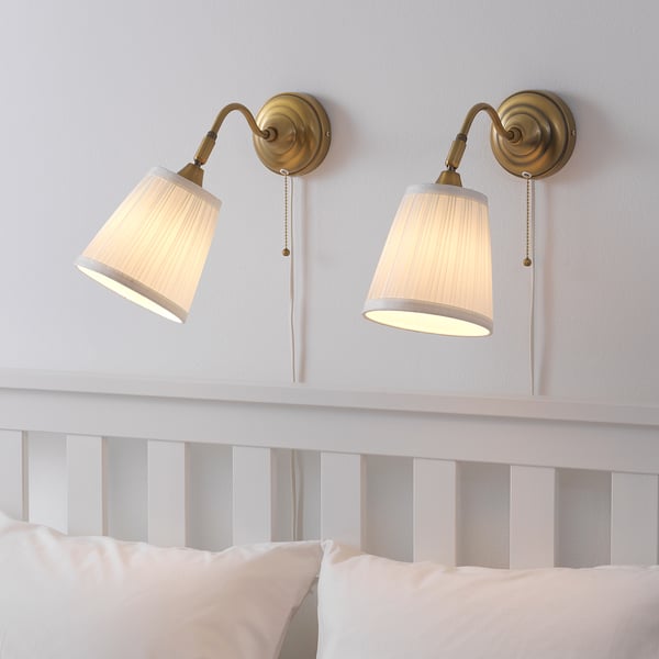 ÅRSTID wall lamp, brass/white, 16 cm