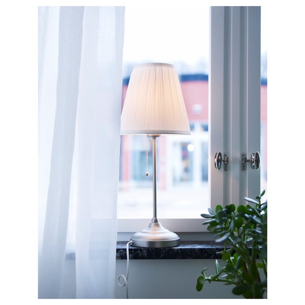 ÅRSTID table lamp, nickel-plated/white, 22 cm