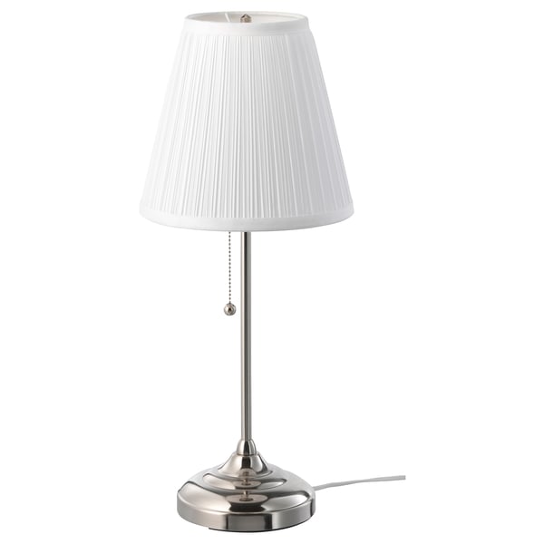 ÅRSTID table lamp, nickel-plated/white, 22 cm