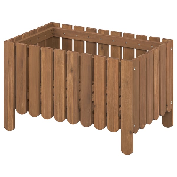 ASKHOLMEN flower box w trellis, outdoor, dark brown