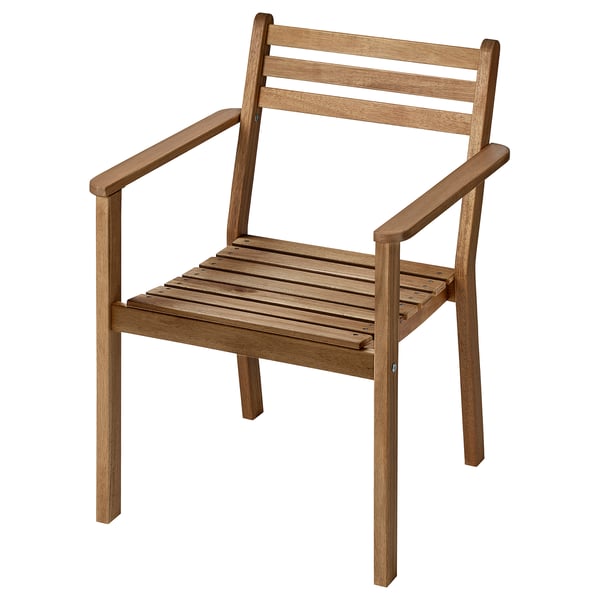 ASKHOLMEN chair with armrests, outdoor, dark brown, 43x82x56 cm