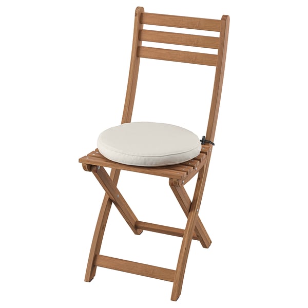 ASKHOLMEN chair, outdoor, foldable dark brown/Frösön/Duvholmen beige, 36x87 cm