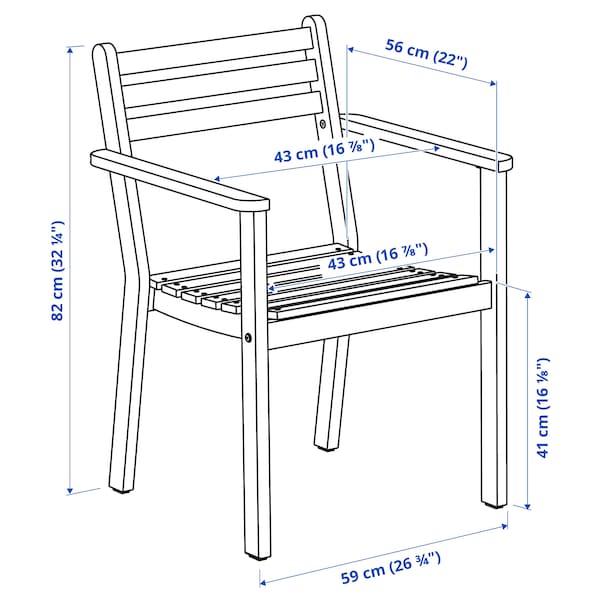 Ikea ASKHOLMEN - Table+4 chairs armrests, garden, dark brown/Frösön/Duvholmen beige,143x75 cm