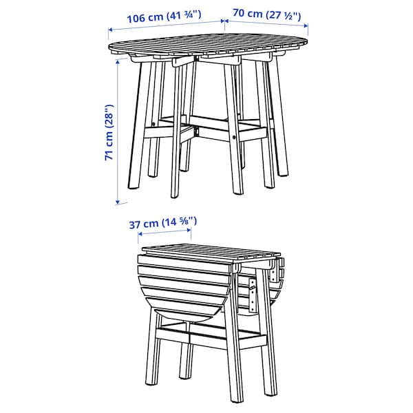 Ikea ASKHOLMEN - Outdoor folding table + 4 chairs dark brown/Klösan blue