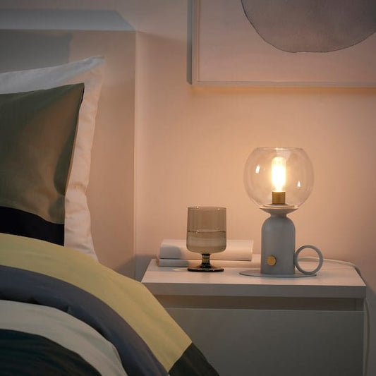 Ikea ÅSKMULLER - Table lamp, adjustable light intensity light gray,24 cm