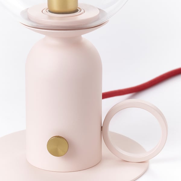 ÅSKMULLER table lamp, dimmable light pink/red, 24 cm