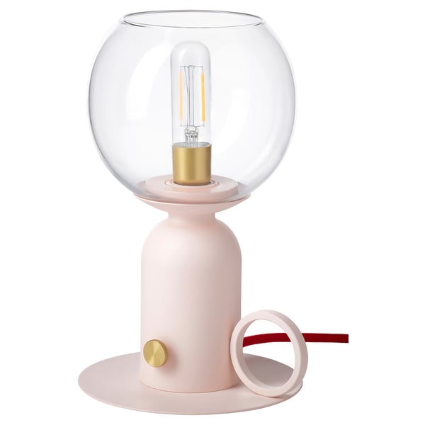 ÅSKMULLER table lamp, dimmable light pink/red, 24 cm