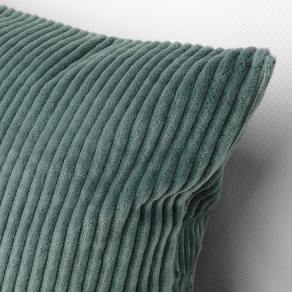 ÅSVEIG cushion cover, dark grey-turquoise, 40x58 cm