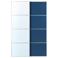 AULI / MEHAMN pair of sliding doors, aluminium mirror glass/double sided blue, 150x236 cm