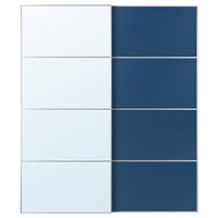 AULI / MEHAMN pair of sliding doors, aluminium mirror glass/double sided blue, 200x236 cm