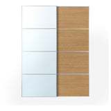 AULI / MEHAMN pair of sliding doors, aluminium mirror glass/double sided oak effect, 150x201 cm