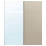 AULI / MEHAMN pair of sliding doors, aluminium mirror glass/double sided grey-beige, 200x236 cm