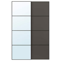 AULI / MEHAMN pair of sliding doors, black mirror glass/double sided dark grey, 150x236 cm