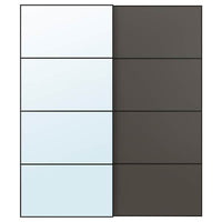 AULI / MEHAMN pair of sliding doors, black mirror glass/double sided dark grey, 200x236 cm