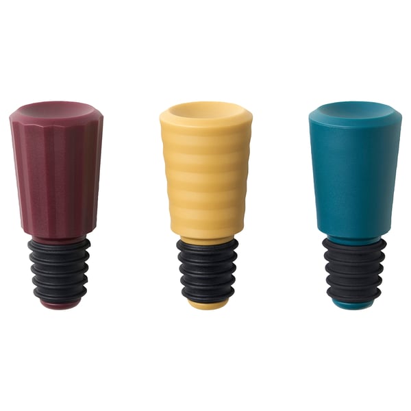 AUXID bottle stopper, set of 3, mixed colours