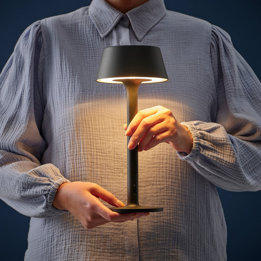 AVHÅLL LED portable lamp, battery-operated dimmable/black outdoor, 29 cm