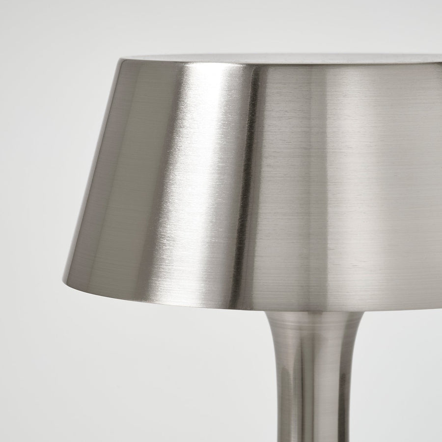 AVHÅLL LED portable lamp, battery-operated dimmable/nickel-plated outdoor, 29 cm