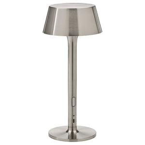 AVHÅLL LED portable lamp, battery-operated dimmable/nickel-plated outdoor, 29 cm